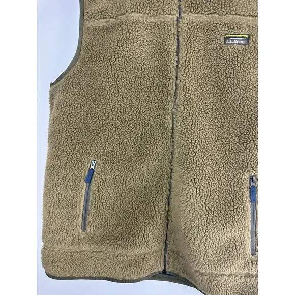 LL Bean Mountain Pile Fleece Vest Sherpa Zip Pockets Fatigue Green Mens XXL Tall - Picture 9 of 14